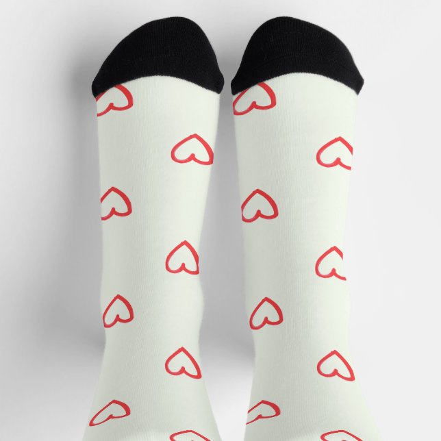 Calcetines Patrón de corazón rojo, lindo, amor (Arriba)