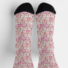 Calcetines Patrón de corazón romántico XO para San Valentín y