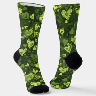 Calcetines Patrón de corazón verde