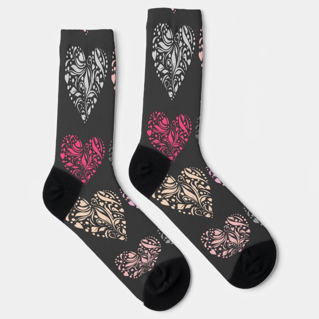 Calcetines patrón de corazones (Derecha)