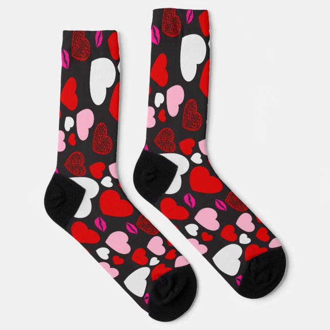 Calcetines patrón de corazones (Derecha)