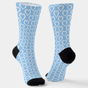 Calcetines Patrón de Corazones Blancos y Azules