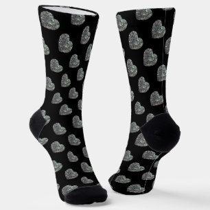 Calcetines Patrón de corazones con mosaico plateado brillante
