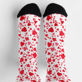 Calcetines Patrón de corazones de confetti rojos