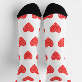 Calcetines Patrón de Corazones de San Valentín Rojo