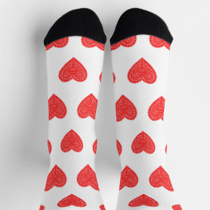 Calcetines Patrón de corazones rojos de San Valentín