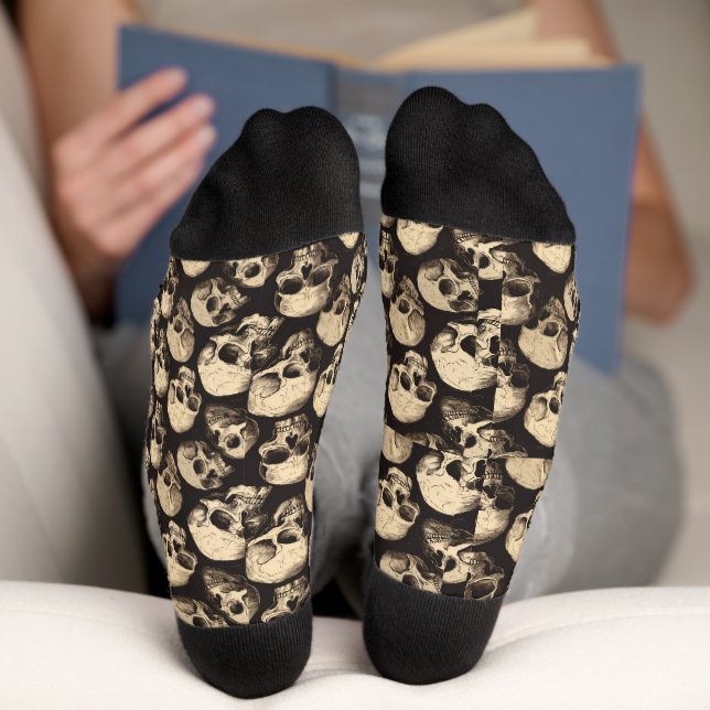 Calcetines patrón de cráneos divertidos Socks de la tripulaci (Abajo)