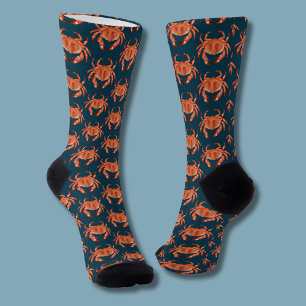 Calcetines patrón de crustáceo cangrejo