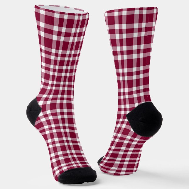 Calcetines Patrón de Cuadro Burgundy Blanco (Angular)