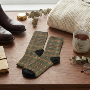 Calcetines Patrón de Cuadro Escocés Verde Bosque Clásico