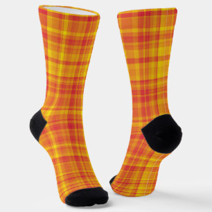 Calcetines Patrón de Cuadros Amarillo Naranja