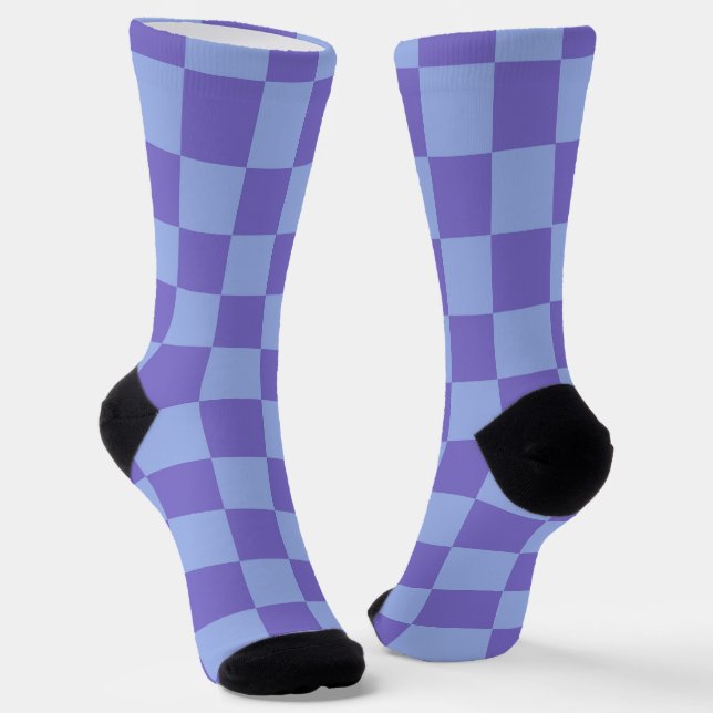Calcetines Patrón de cuadros azul y lavanda (Angular)