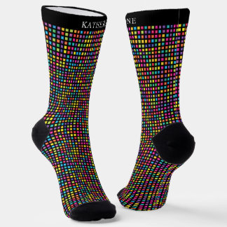 Calcetines Patrón de Cuadros de Color Negro Personalizado