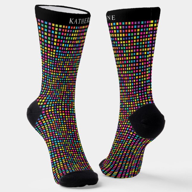 Calcetines Patrón de Cuadros de Color Negro Personalizado (Angular)
