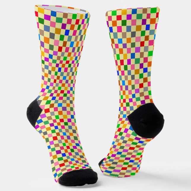 Calcetines Patrón de cuadros de colores amarillo (Angular)