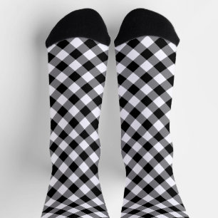 Calcetines Patrón de cuadros de diamantes en blanco y negro