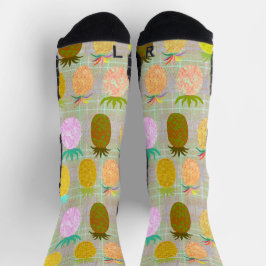 Calcetines Patrón de Cuadros de Piña Jugosa