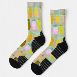 Calcetines Patrón de Cuadros de Piña Jugosa
