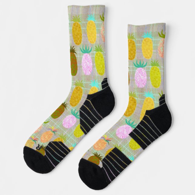 Calcetines Patrón de Cuadros de Piña Jugosa (Izquierda)