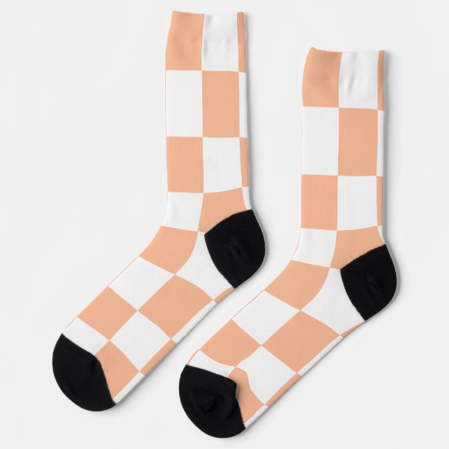 Calcetines Patrón de cuadros escoceses Peach Fuzz (Izquierda)