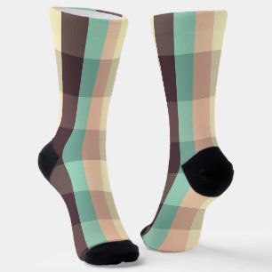 Calcetines Patrón de cuadros pastel en rayas horizontales