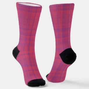 Calcetines Patrón de Cuadros Rojo Púrpura