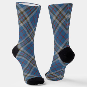 Calcetines Patrón de Cuadros Thompson Tartán Gris Azul