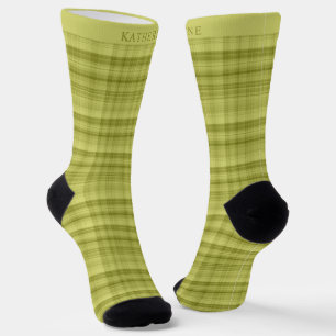 Calcetines Patrón de cuadros verde oliva suave personalizado