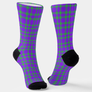 Calcetines Patrón de Cuadros Verde Púrpura