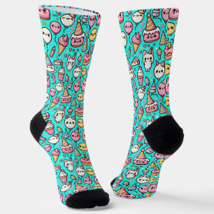 Calcetines Patrón de cumpleaños Kawaii