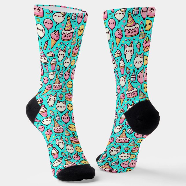 Calcetines Patrón de cumpleaños Kawaii (Angular)