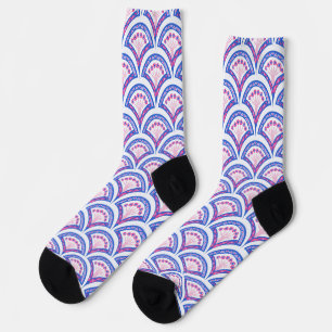 Calcetines patrón de damasco floral azul