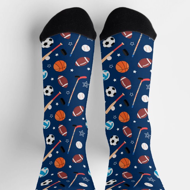 Calcetines Patrón de deportes de béisbol  (Arriba)