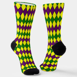Calcetines Patrón de Diamante de Arlequín de Mardi Gras