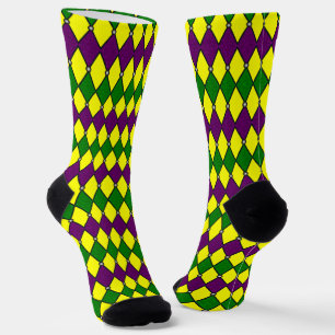Calcetines Patrón de Diamante de Arlequín de Mardi Gras