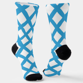 Calcetines Patrón de diamante de cuadros azules y blancos