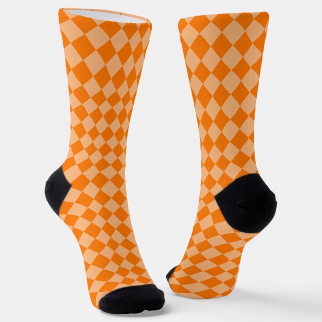 Calcetines Patrón de diamante de cuadros naranja (Angular)