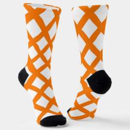 Calcetines Patrón de diamante de cuadros naranja blanco