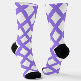 Calcetines Patrón de diamante de cuadros púrpura y blanco