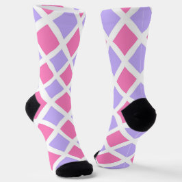 Calcetines Patrón de diamante de cuadros rosa púrpura