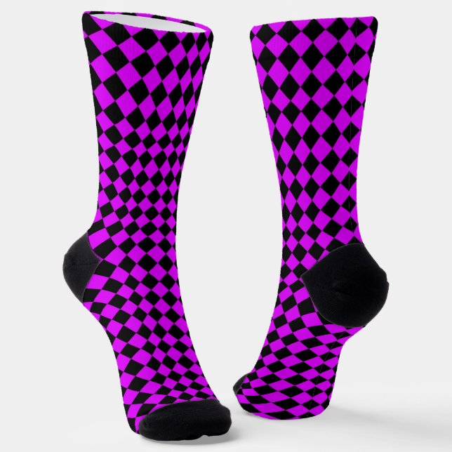 Calcetines Patrón de diamante negro morado (Angular)
