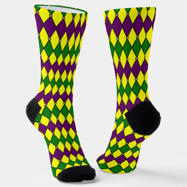 Calcetines Patrón de diamantes de Mardi Gras Harlequin (Angular)