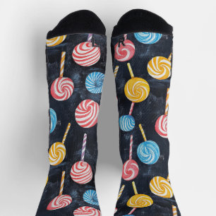 Calcetines Patrón de dibujo de charlatanes dulces y golosinas
