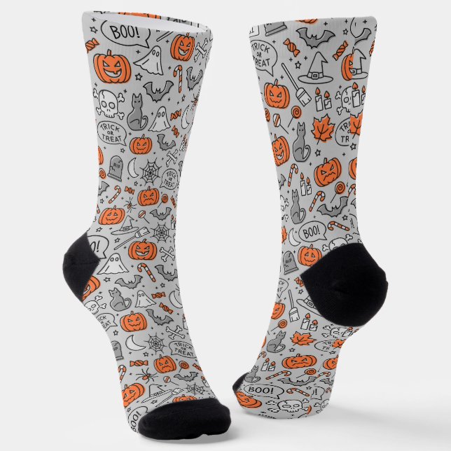 Calcetines Patrón de dibujos animados de Halloween para niños (Angular)