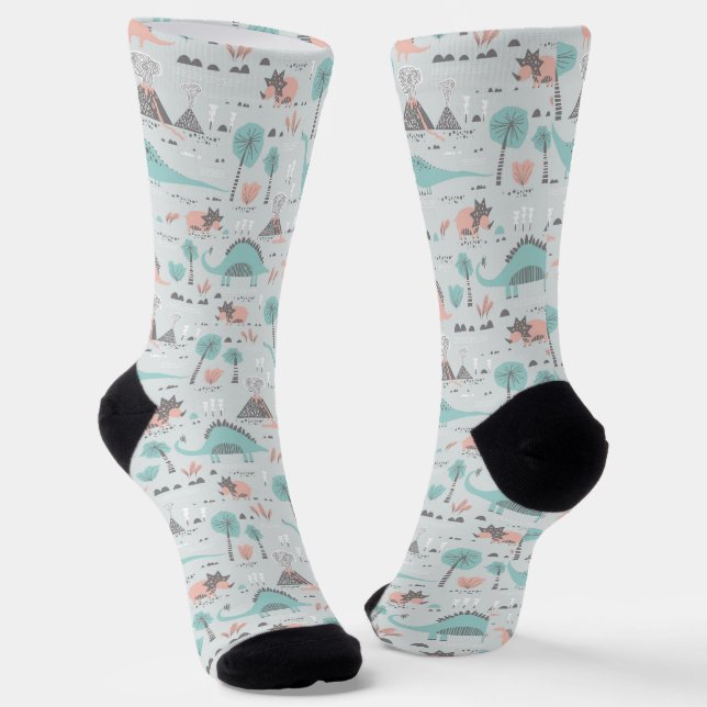 Calcetines Patrón de dinosaurio de Cute Pastel (Angular)