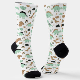 Calcetines Patrón de dinosaurio verde de menta