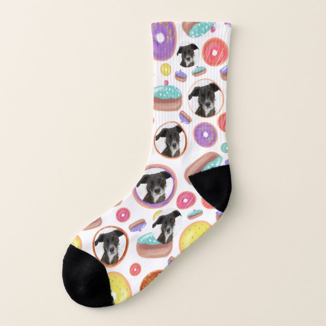 Calcetines Patrón de donuts de perro personalizado (Parte interior derecha)