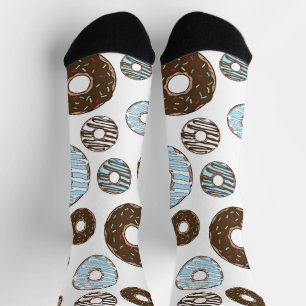 Calcetines Patrón De Donuts, Donuts Azules, Donuts Marrones
