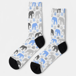 Calcetines Patrón de elefante gris azul brillante