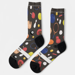 Calcetines Patrón de Escuela Deportiva en Gris Oscuro